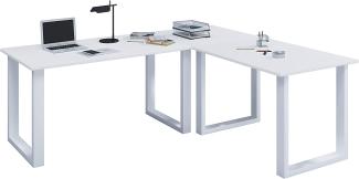 VCM Eck-Schreibtisch Lona 160x160x50 U-Füße Weiß