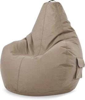 Green Bean© Sitzsack mit Rückenlehne "Cozy" 80x70x90cm - Gaming Chair mit 230L Füllung - Bean Bag Lounge Chair Sitzhocker Taupe