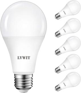 LVWIT E27 LED Birne, 126W Kaltweiß 6500K, ultrahell 1900 lm, Matt, Classic LED Lampe (6er Pack)