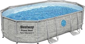 Power Steel™ Swim Vista Series™ Frame Pool Komplett-Set mit Sandfilteranlage 488 x 305 x 107 cm , Steinwand-Optik (Cremegrau), oval