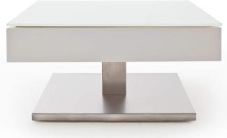 'Mariko' Couchtisch, Glas / MDF weiß, 38 x 75 x 75 cm