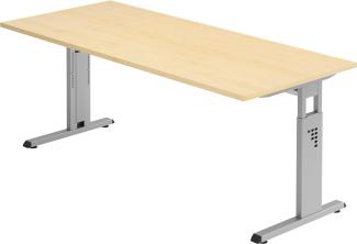 bümö® Stabiler Schreibtisch höhenverstellbar 180 x 80 cm | Bürotisch in Ahorn | Büroschreibtisch mit Höheneinstellung | Tisch für Büro in 9 Größen & 7 Dekoren
