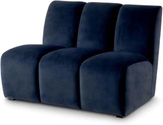 Casa Padrino Luxus Samt Sofa Element Mitternachtsblau / Schwarz 108,5 x 94,5 x H. 83 cm - Erweiterbares Wohnzimmer Sofa - Wohnzimmer Möbel - Luxus Möbel