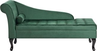 Chaiselongue Samtstoff dunkelgrün mit Bettkasten linksseitig PESSAC