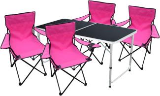 5-teiliges Campingmöbel Set Schwarz - Pink
