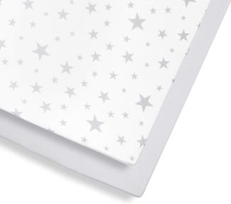 Snüz Spannbettlaken Baby Stars (2-er Set) mit Stern-Design,für Matratzengröße bis 140 x 70 cm, aus Atmungsaktiver Weicher Jersey-Baumwolle, für die Meisten Kinderbetten Geeignet