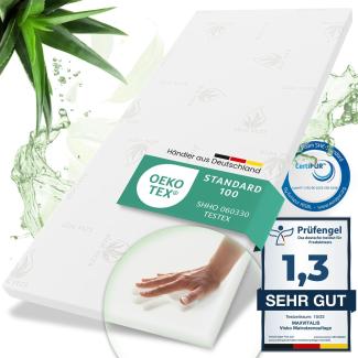 maxVitalis Viskoelastischer Matratzen-Topper, Orthopädische MemoryFoam Matratzenauflage, Viscoauflage für Matratzen & Boxspringbett, inkl. Aloe Vera Bezug (80 x 190 cm, Viskoschaum 4 cm)