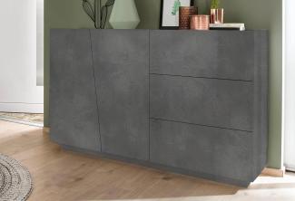 Dmora Modernes Sideboard mit 2 Türen und 3 Schubladen, Made in Italy, Küchen-Sideboard, Wohnzimmer-Design-Buffet, 141x43h86 cm, Farbe Schiefergrau