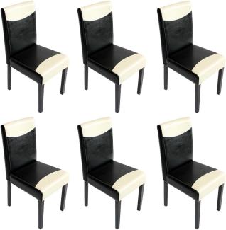 6er-Set Esszimmerstuhl Stuhl Küchenstuhl Littau ~ Kunstleder, schwarz-weiß, dunkle Beine