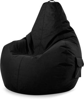 Green Bean© Sitzsack mit Rückenlehne "Cozy" 80x70x90cm - Gaming Chair mit 230L Füllung - Bean Bag Lounge Chair Sitzhocker Schwarz