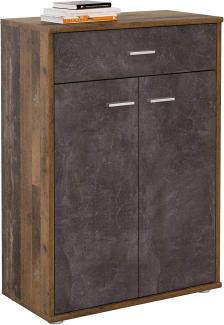 CARO-Möbel Kommode Tommy Sideboard Schrank in Old Style/Beton dunkel mit Schublade und 2 Türen