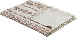 Decke Baumwolle beige braun 130 x 180 cm orientalisches Muster JORHAT