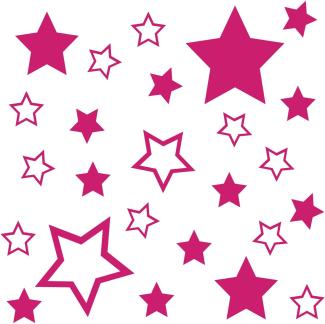 kleb-Drauf Wandtattoos 25 Sterne Pink - glänzend