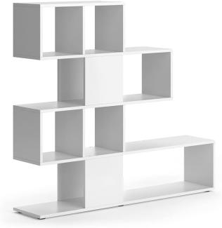 Vicco Raumteiler Hylda 124,4 x 113 cm, Standregal weiß mit 4 Faltboxen
