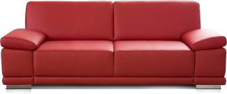 CAVADORE 3-Sitzer Sofa Corianne in Kunstleder / Couch Lederoptik in hochwertigem Kunstleder und modernem Design / Mit verstellbaren Armlehnen / 217 x 80 x 99 / Kunstleder rot