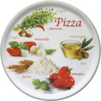 Pizzateller Napoli Green Ø 32 cm Servier-Platte XL-Teller Dekoriert Porzellan