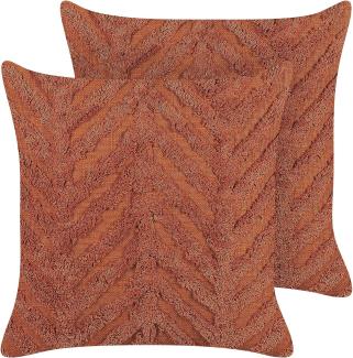 Dekokissen geometrisches Muster Baumwolle orange getuftet 45 x 45 cm 2er Set LEWISIA