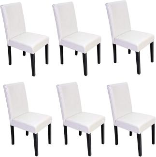 6er-Set Esszimmerstuhl Stuhl Küchenstuhl Littau ~ Kunstleder, weiß, dunkle Beine