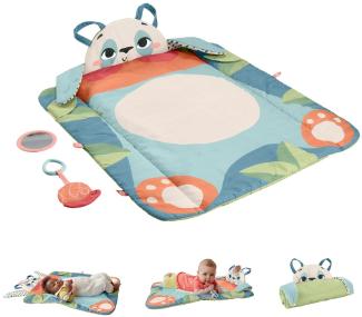 FISHER-PRICE Rolli-Roll Panda Spielmatte - Große 3-in-1 Spielmatte zum Mitnehmen, kontrastreiches Muster, Knisterspielzeug und Spiegel, 90 % recylcled, FSC-zertifizierten Verpackung HKD65