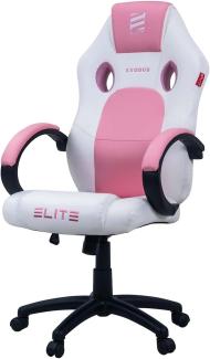 ELITE Gaming Stuhl MG100 Exodus - Ergonomischer Bürostuhl - Schreibtischstuhl - Chefsessel - Sessel - Racing Gaming-Stuhl - Gamingstuhl - Drehstuhl - Chair - Kunstleder Sportsitz (Weiß/Pink)