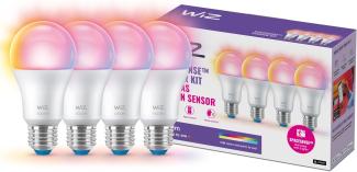 WiZ E27 LED Lampe Tunable White & Color, TESTSIEGER Stiftung Warentest (01/2024), dimmbar, 60W, 16 Mio. Farben, smarte Steuerung per App/Stimme über WLAN, Viererpack