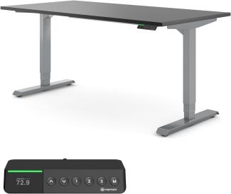 Desktopia Pro X - Elektrisch höhenverstellbarer Schreibtisch / Ergonomischer Tisch mit Memory-Funktion, 7 Jahre Garantie - (Schwarz, 160x80 cm, Gestell Grau)