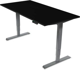Desktopia Pro X - Elektrisch höhenverstellbarer Schreibtisch / Ergonomischer Tisch mit Memory-Funktion, 7 Jahre Garantie - (Schwarz, 160x80 cm, Gestell Grau)