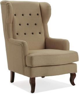 Versa Botones Sessel für Wohnzimmer, Schlafzimmer oder Esszimmer, bequemer und Anderer Sessel, mit Armlehnen, Maßnahmen (H x L x B) 103 x 62 x 68 cm, Baumwolle und Holz, Farbe: Braun