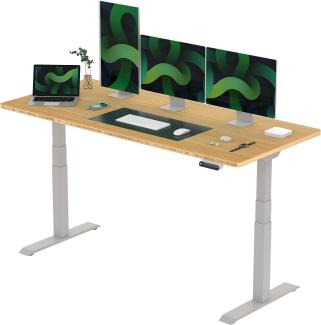 Flexispot E6 Elektrisch höhenverstellbarer Schreibtisch 180x80cm | Ergonomischer Steh-Sitz Tisch mit Memory Funktion | Beugt Rückenschmerzen vor & Macht produktiver (Bambus, Gestell Grau)