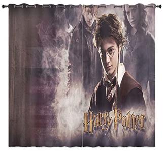 LKFFHAVD Harry Potter Gardinen Verdunklungsgardine Ösen Für Schlafzimmer, Hogwarts School Hermione Verdunkelungsvorhang-Set 2er Set Für Kinderzimmer (10,183x160 BxH)