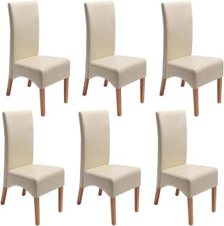 6er-Set Esszimmerstuhl Küchenstuhl Stuhl Latina, LEDER ~ creme, helle Beine