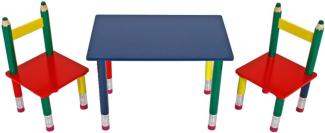 Kindertischgruppe "Bleistift", bunt, B 60 x H 42 x T 39, 1 Tisch & 2 Stühle 303990