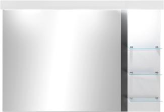 Badezimmer Spiegel Design-D in weiß Hochglanz und schwarz mit Beleuchtung 120 x 85 cm
