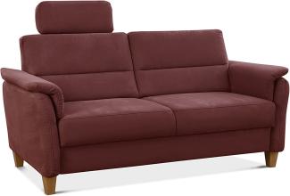 CAVADORE 3er-Sofa Palera mit Federkern / Kompakte Dreisitzer-Couch im Landhaus-Stil / inkl. 1 Kopfstütze / 179 x 89 x 89 / Mikrofaser, Rot
