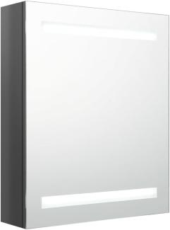 vidaXL LED-Bad-Spiegelschrank Glänzendes Grau 50x14x60 cm