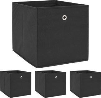 4er Set Aufbewahrungsbox für Kallax Regal 33x38x33 mit Öse Faltbox Schwarz