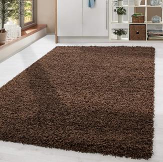 HomebyHome Shaggy Hochflor Teppich Wohnzimmer 140x200 cm Braun - Teppich Flauschig, Modern, Plüsch und Extra Weich - Ideal für Schlafzimmer, Esszimmer und als Küchenteppich