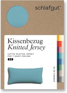 Schlafgut Knitted Jersey Bettwäsche | Kissenbezug einzeln 40x80 cm | petrol-mid