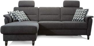 Cavadore Schlafsofa Palera mit Federkern / L-Form Sofa mit Schlaffunktion / 244 x 89 x 164 / Stoff Dunkelgrau