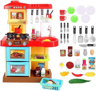 deAO Kinder-Küchenspielset “My Little Chef”(“Mein kleiner Koch”) mit 30-teiligem Zubehör in den Farben Rot oder Pink erhältlich