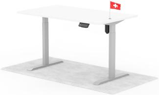 elektrisch höhenverstellbarer Schreibtisch ECO 140 x 80 cm - Gestell Grau, Platte Weiss