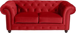 Orleans Sofa 2-Sitzer Samtvelours Rot Buche Nussbaumfarben