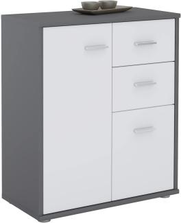 CARO-Möbel Kommode Locarno Highboard Bürokommode mit 2 Schubladen und 2 Türen in grau/weiß