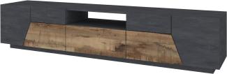 Lowboard >Ragusa< in schiefer-ahorn pereira, Holzwerkstoff - 220x46x43cm (BxHxT)