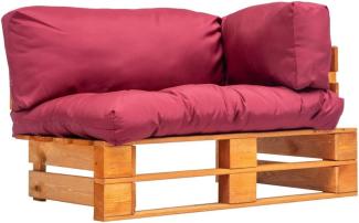 Garten-Palettensofa mit Roten Kissen Kiefernholz