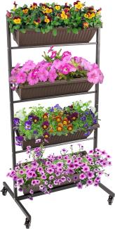 TTL Garden Vertikalbeet mit 4 senkrechten Etagen 151x76x61cm - Hochbeet, Blumenständer, Blumenkasten