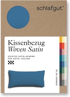 Schlafgut Woven Satin Bettwäsche | Kissenbezug einzeln 40x80 cm | blue-mid