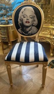 Casa Padrino Barock Esszimmer Stuhl Marilyn Monroe mit Streifen