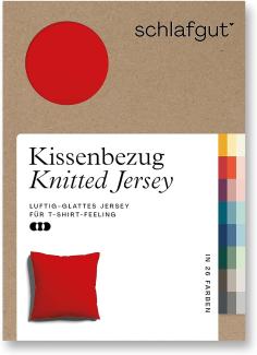 Schlafgut Knitted Jersey Bettwäsche | Kissenbezug einzeln 80x80 cm | red-deep
