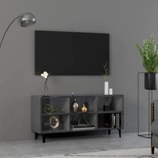 vidaXL TV-Schrank mit Metallbeinen Hochglanz-Grau 103,5x30x50 cm